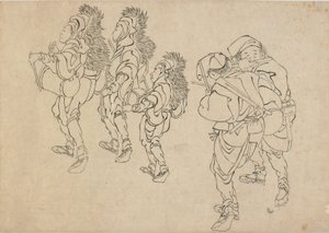 Aslan Dansı, 18. yüzyılın sonu ve 19. yüzyılın başı. by Katsushika Hokusai