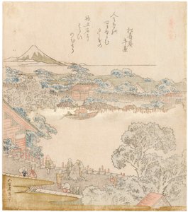 Sumida nehrinin kıyıları, Komatomeishi. Umazukushi serisinden üç parça, sol kısım, 1822. by Katsushika Hokusai