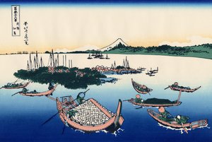 Musashi eyaletindeki Tsukada Adası, 1830 dolayları (tahta baskı) by Katsushika Hokusai