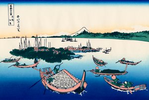 Musashi Eyaletindeki Tsukuda Adası, 1830-1833. by Katsushika Hokusai