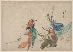 İki Shōjō by Katsushika Hokusai
