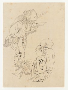 İki avcı, Edo dönemi, 19. yüzyıl. by Katsushika Hokusai