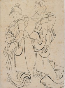 İki kadın, 18. yüzyılın sonu ve 19. yüzyılın başı. by Katsushika Hokusai