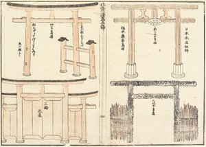 Torii Kemerinin Çeşitli Türleri, 1816 by Katsushika Hokusai