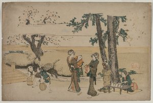 Oji Yakınlarında Yol Kenarı Dükkanından Geçen Kadın by Katsushika Hokusai