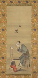 İpek İplik Eden Kadın, 1790 tarihli. by Katsushika Hokusai