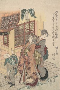 Bir Tapınağa Saygı Olan Genç Hanımlar, yaklaşık. 1814. by Katsushika Hokusai