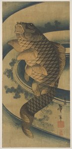 Su Girdabında Bir Sazan (tahta baskı) by Katsushika II Taito