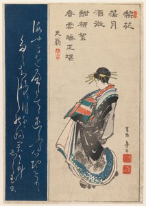 Bir fahişe portresi, 1853 (renkli tahta baskı) by Katsushika II Taito