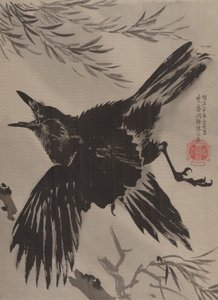 Karga ve Söğüt Ağacı, Kasım 1887. by Kawanabe Kyosai