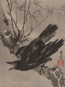Daldaki Karga, ca. 1887. by Kawanabe Kyosai