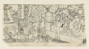Adam çocuğa veda ediyor by Kawanabe Kyôsai (attributed to)