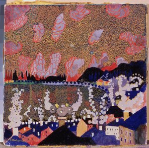 Küçük kasaba. Kasimir Severinovich Malevich (Malevich, Maleviç) (1878-1935) tarafından yapılan boyama, karton üzerine yağlı boya by Kazimir Severinovich Malevich