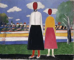 Bir Manzarada İki Figür, c.1931-32 by Kazimir Severinovich Malevich