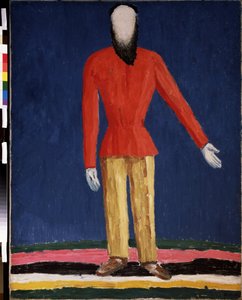 Köylü (Köylü). Kırmızı gömlekli sakallı bir adamın temsili). Kasimir Severinovich Malevich