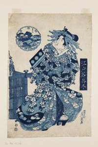 Matsuchiyama (renkli tahta baskı) by Keisai Eisen
