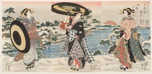 Karlı Bir Günde Şafakta Modern Figürler (Imayō sugata yuki no akebono) by Keisai (1790 1848) Eisen
