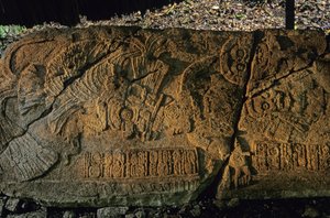 Guatemala; Maya; Aguateca, Taş anıt Tan Te