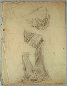 "Jacob Wrestling with the Angel" için Perdelik Çalışması by Kenyon Cox