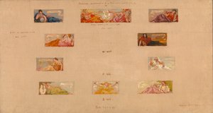 Özel Kütüphane A, 1894 Dekorasyonu için Eskizler. by Kenyon Cox