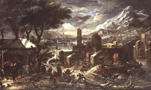 Kapsamlı Bir Alp Kış Manzarası by Kerstiaen de (circle of) Koninck