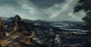 Tobias ve Melek ile Panoramik Manzara by Kerstiaen de Keuninck (attributed to)