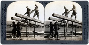 Japon ordusu, Mançurya, Rus-Japon savaşı, 1904-1905 için kereste kesen Çinli erkekler. by Keystone View Company