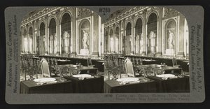 Galerie des Glaces, barış anlaşmasının imzalandığı tabloyu gösteriyor, Versailles by Keystone View Company
