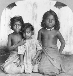 Üç genç Sinhalese kızının portresi, 1905 dolayları (s/b fotoğraf)