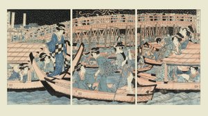 Ryogoku Köprüsü'nün yanında serinlemek by Kikugawa Eizan