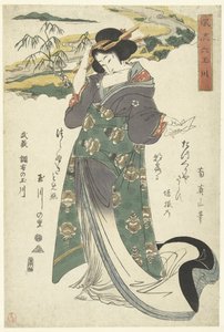 Musashi bölgesinde De Chofu Tama nehri Musashi Chofu no Tamagawa (nesne üzerindeki başlık) De elegante zes Tama rivieren (dizi adı) Furyu Mu Tamagawa (nesne üzerine seri başlığı) by Kikugawa Eizan