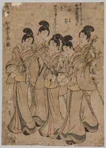 Müzik Aletli Genç Kadınlar, 1787-1867. by Kikugawa Eizan