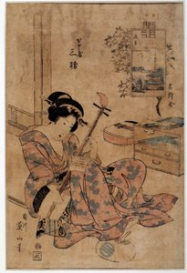 Sanat japonyası: müzisyen. Eizan Kikugawa