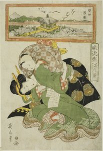 Katada'da Azalan Kazlar (Katada rakugan), "Omi'nin Şık Sekiz Görünümü (Furyu Omi hakkei)" serisinden by Kikukawa Eizan