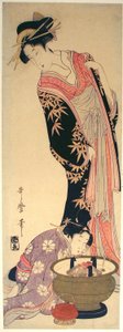 Bir Fahişe ve Refakatçisi by Kitagawa Utamaro