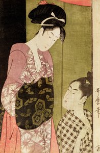 Bir Kadını Resimleyen Bir Adam (tahta baskı) by Kitagawa Utamaro