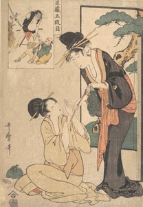Annesinden Bir Poşet Et Kapan Bir Kadın, 18. yüzyılın sonu ve 19. yüzyılın başı. by Kitagawa Utamaro