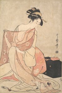 Bir Kadın ve Bir Kedi, ca. 1793-94. by Kitagawa Utamaro