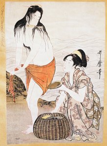 Sudaki Awabi (yumuşakçalar) balıkçıları, Kitagawa Utamaro (1753-1806) tarafından ukiyo-e sanat baskısı, gravür, Japon uygarlığı, Edo dönemi by Kitagawa Utamaro
