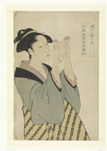mektup okuyan kadın Kadın Yüz Özelliklerinin On Yönü (dizi başlığı) Fujo ninso juppin (nesne üzerinde seri başlığı) by Kitagawa Utamaro