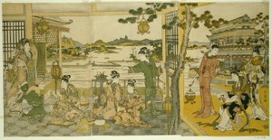 Bir Ziyafette Çinli Güzeller by Kitagawa Utamaro