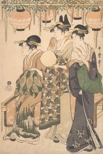 Bir Wisteria Arbor Altında Nezaketçiler..., ca. 1795. by Kitagawa Utamaro