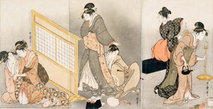Çift yastık. Üç Parçalı, yaklaşık 1794 by Kitagawa Utamaro
