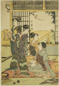 Davul ve Şamisen (renkli tahta baskı; aiban) by Kitagawa Utamaro