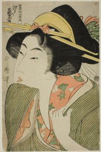 Edo Geyşası, "Çağdaş Kadın Tarzları Rehberi (Tosei onna fuzoku tsu)" serisinden by Kitagawa Utamaro