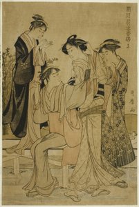 Zarif Zevkler: Çiçeklerin Kokusu, sağ (Furyu hana no ka asobi, jo) by Kitagawa Utamaro