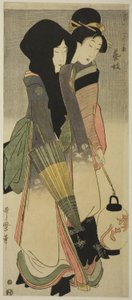Geyşa (Geigi), diziden, Çağdaş Güzelliklerin Üç Eğlencesi, c.1800 (renkli tahta baskı; naga-oban) by Kitagawa Utamaro