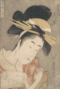 Zevk Mahallesinin Yedi Komachi serisinden “Tamayalı Hanamurasaki” ..., yaklaşık. 1790. by Kitagawa Utamaro