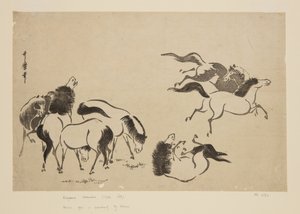 Atlar (renkli tahta baskı) by Kitagawa Utamaro