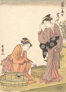 Japon Çalı Ötleğen, 1754-1806. by Kitagawa Utamaro